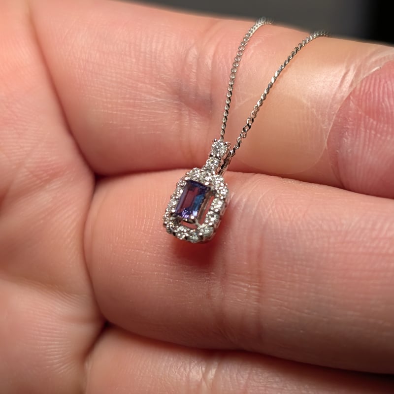 PT950/850アレキサンドライト 0.15ct ダイヤモンド 0.16ct ペンダント