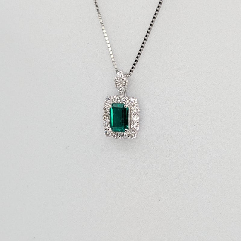 PT950/850エメラルド 0.35ct ダイヤモンド 0.30ct ペンダント