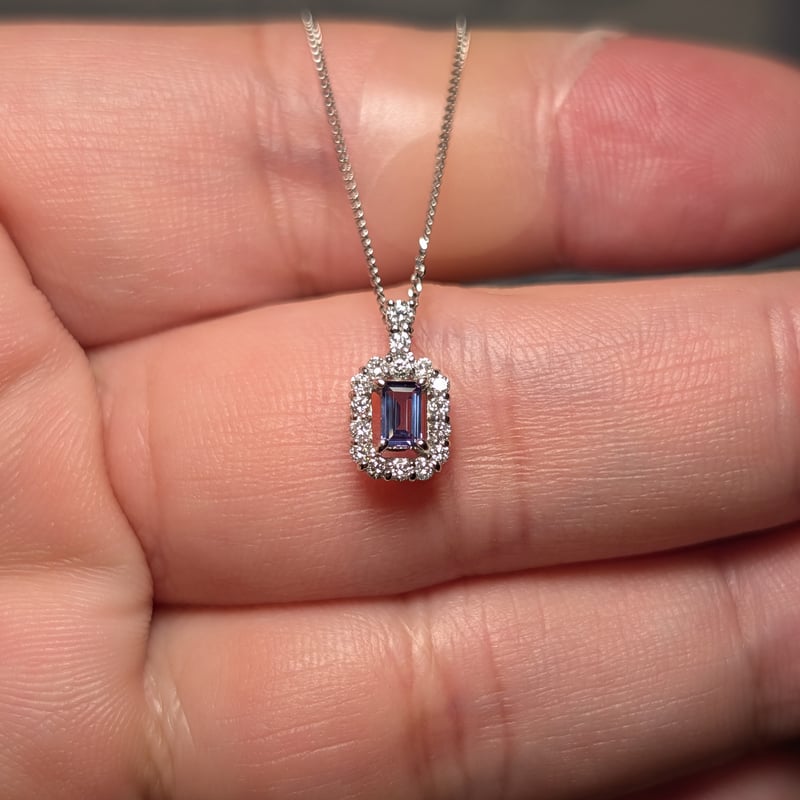 PT950/850アレキサンドライト 0.15ct ダイヤモンド 0.16ct ペンダント