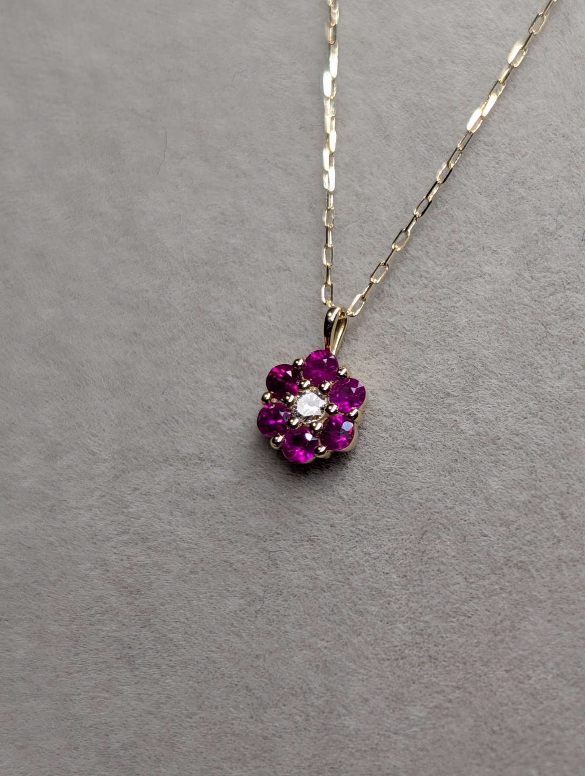 メーカー協賛セール】K18 ルビー 0.12ct ダイヤモンド 0.01ct フラワー