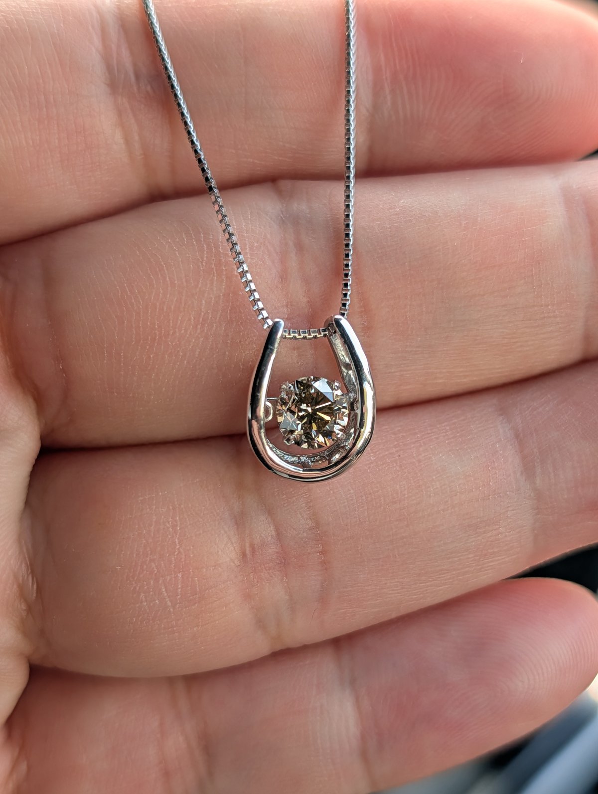 PT900/850 ブラウンダイヤモンド 0.72ct ダンシングストーンネックレス