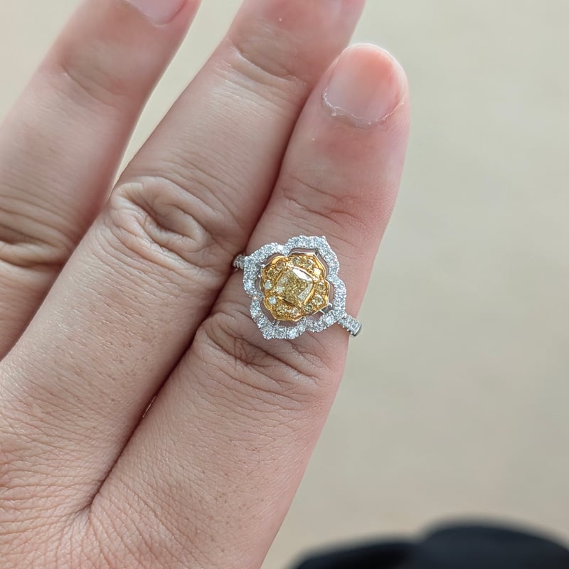 K18YG ダイヤ0.03ct 幅広H地金デザインリング K18YG ダイヤ0.03ct 幅広H地金デザインリング