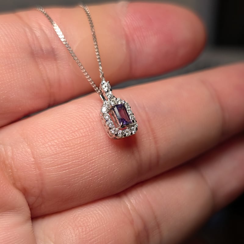 PT950/850アレキサンドライト 0.15ct ダイヤモンド 0.16ct ペンダント
