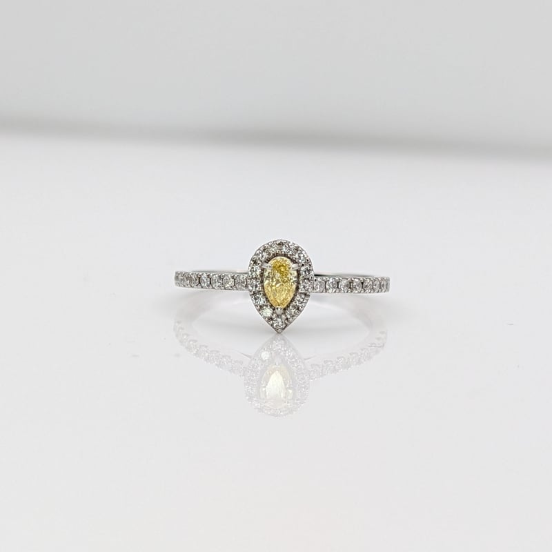 CGLソ】K18 インテンス イエロー ダイヤモンド0.149ct×ダイヤモンド