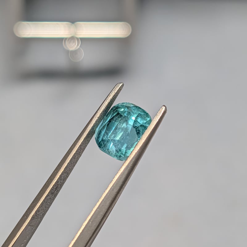 Miki PROFIA★ラグーンブルートルマリンレインボー入り★オーダー ラグーントルマリン 1.59ct 6.76×5.74mm クッションカットルース