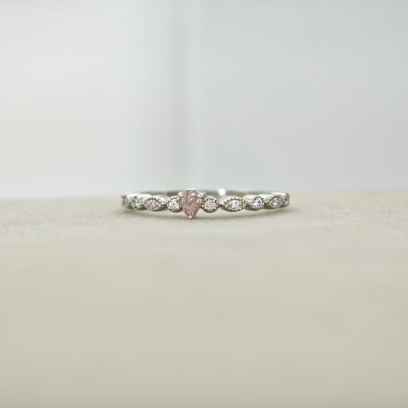 CGL鑑定書付】PT950 ピンクダイヤモンド 0.08ct ダイヤモンド 0.06ct リ