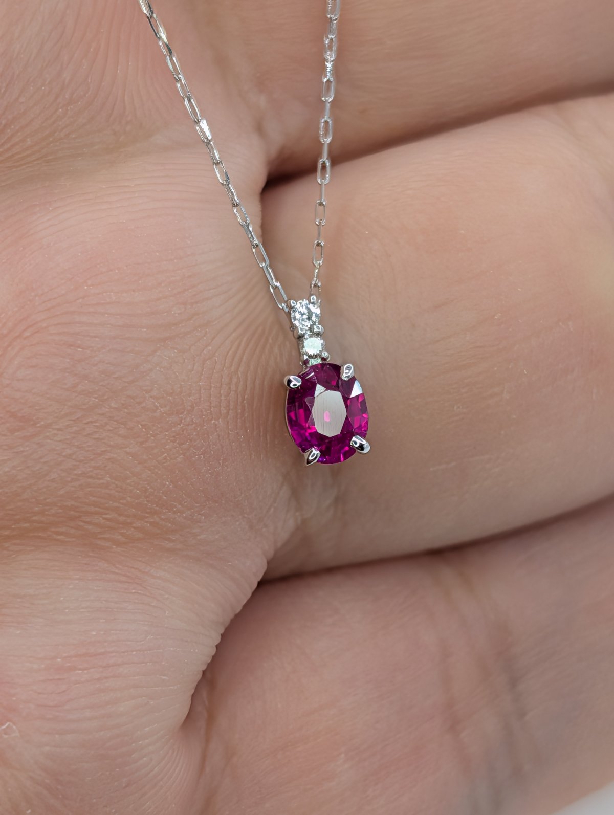 ビルマ産ルビー PT900/850 0.30ct ダイヤモンド 0.01ct 40cmチェーン