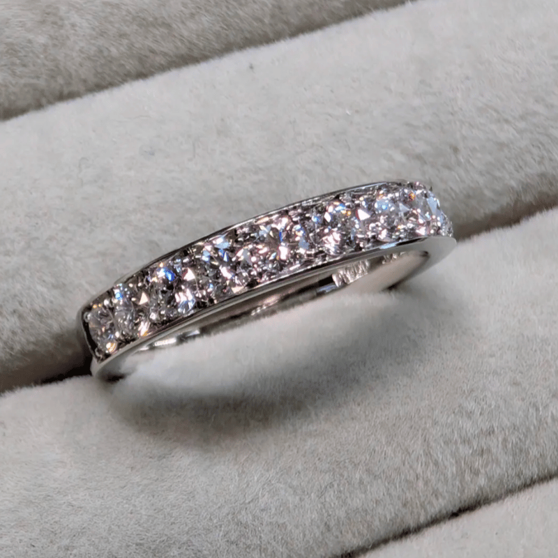 1ct 総彫　ダイヤモンド　 ハーフ エタニティリング　　フィレンツェ彫り 受注生産】鈴木屋VSupダイヤモンド使用 彫り留めハーフエタニティ 2.6