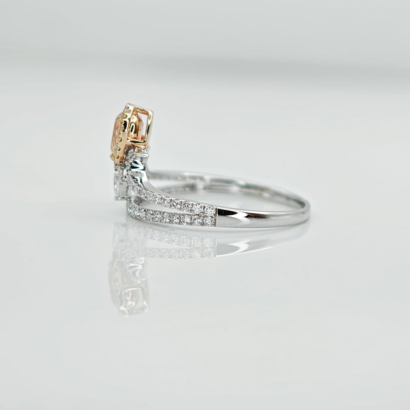 K18WG/YG イエローダイヤモンド0.18ct ダイヤモンド0.36ct リング 13.5