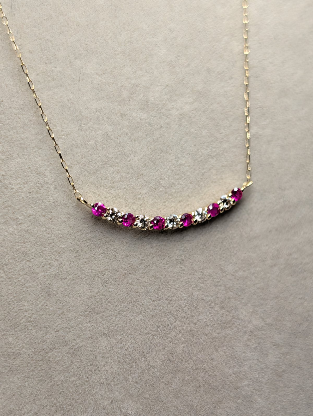 ルビー ダイヤモンド リング&ルビーネックレス2点 K18 ルビー 0.13ct ダイヤモンド 0.10ct エタニティバー ネックレス