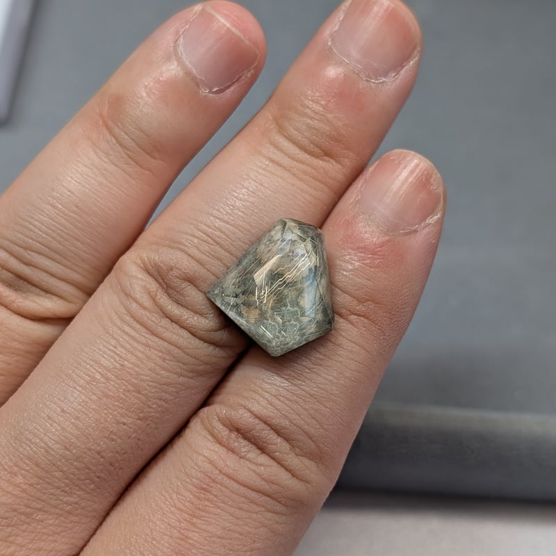 ルチルクォーツ×アゲート ダブレットストーン 13.45ct 16.80×16.36mm