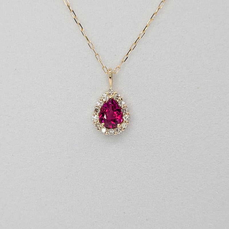ビルマ産ルビー K18 0.18ct ダイヤモンド 0.05ct 40cmチェーン付き