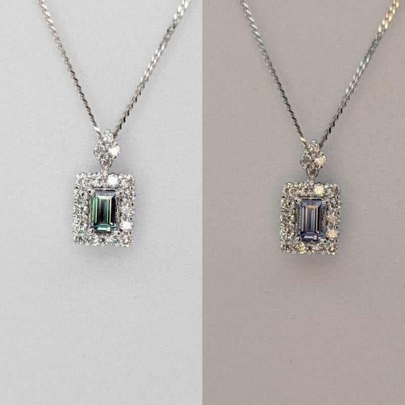 PT950/850アレキサンドライト 0.18ct ダイヤモンド 0.16ct ペンダント