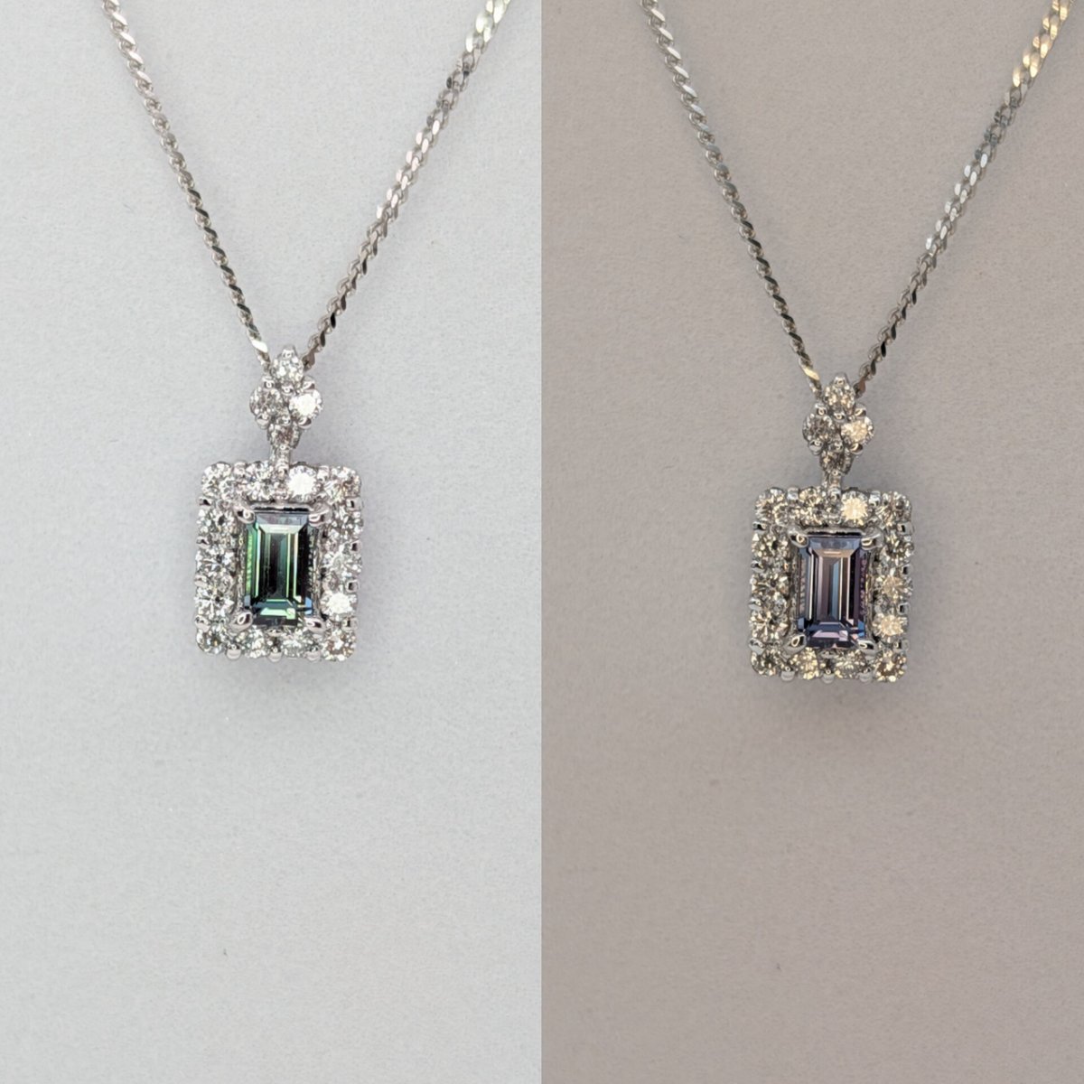 PT950/850アレキサンドライト 0.18ct ダイヤモンド 0.16ct ペンダント