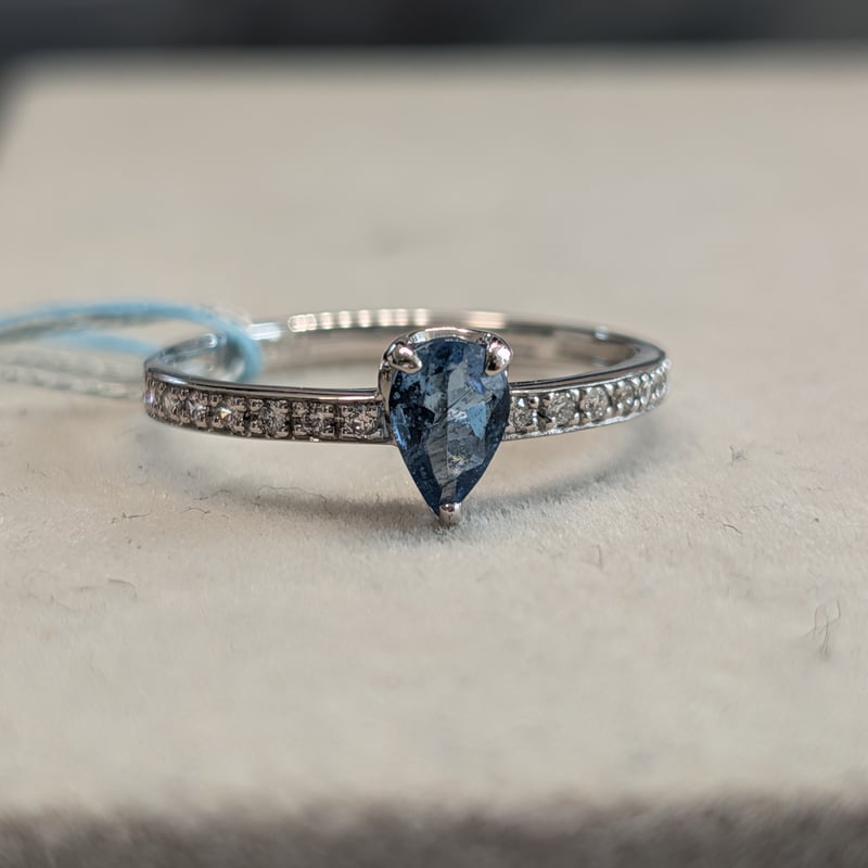 GGSJ鑑別書付】PT900 サンタマリア アクアマリン 0.38ct ダイヤモンド