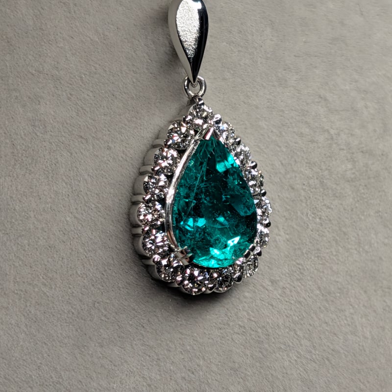 日独鑑別書】PT900/850 コロンビア産 エメラルド 2.70ct ダイヤモンド