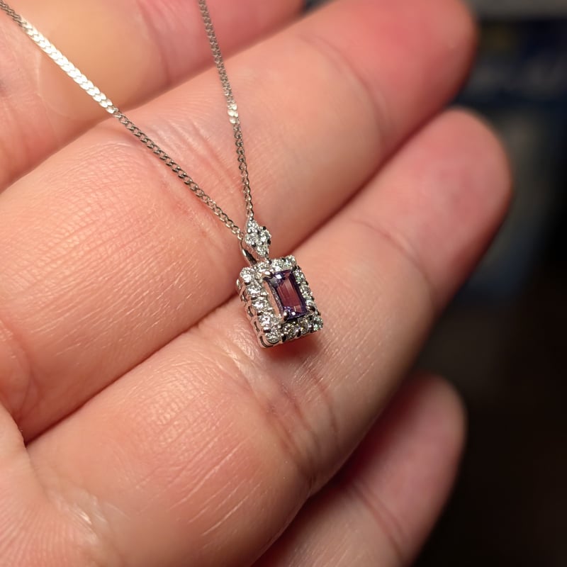 PT950/850アレキサンドライト 0.18ct ダイヤモンド 0.16ct ペンダント