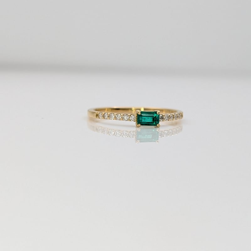 K18エメラルド 0.16ct ダイヤモンド 0.10ct リング 12.5号 | 鈴木屋by