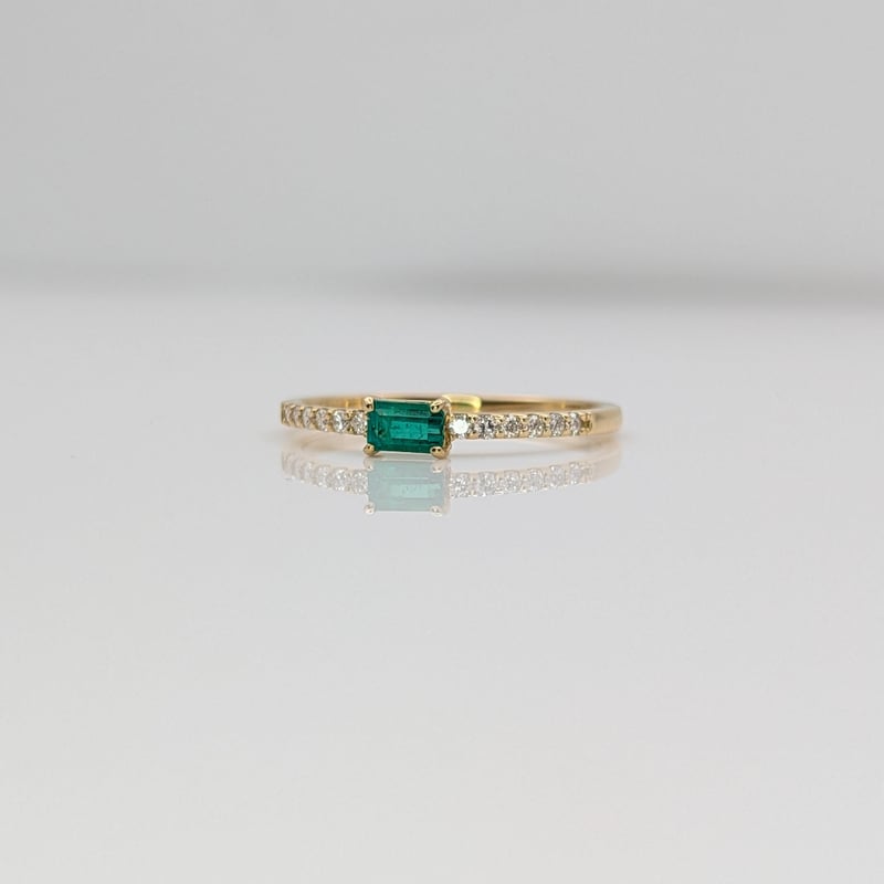 K18エメラルド 0.16ct ダイヤモンド 0.10ct リング 12.5号 | 鈴木屋by