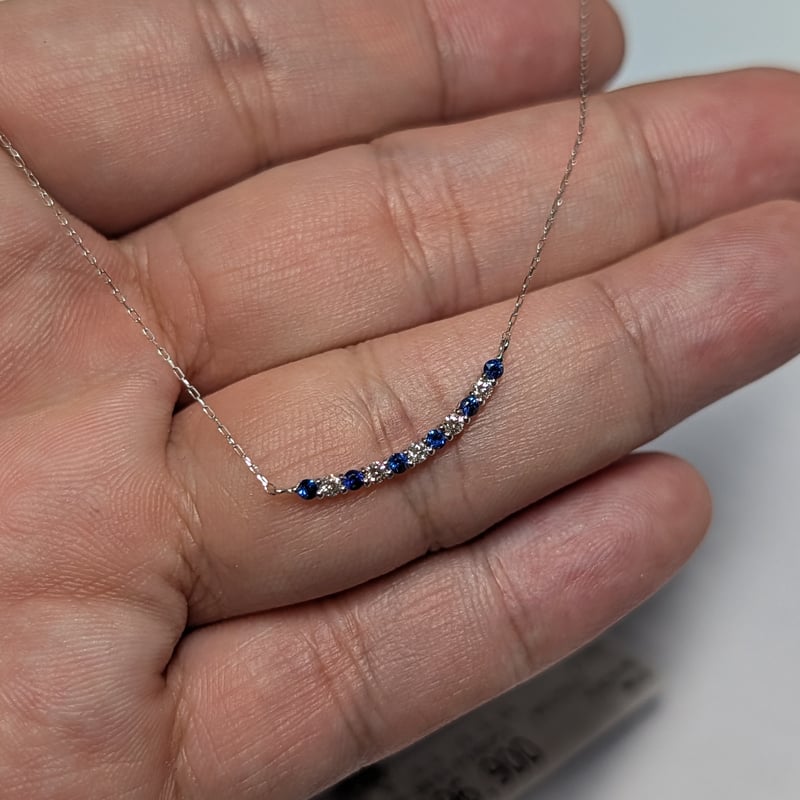PT900/850 サファイア 0.13ct ダイヤモンド 0.10ct エタニティバー ネッ