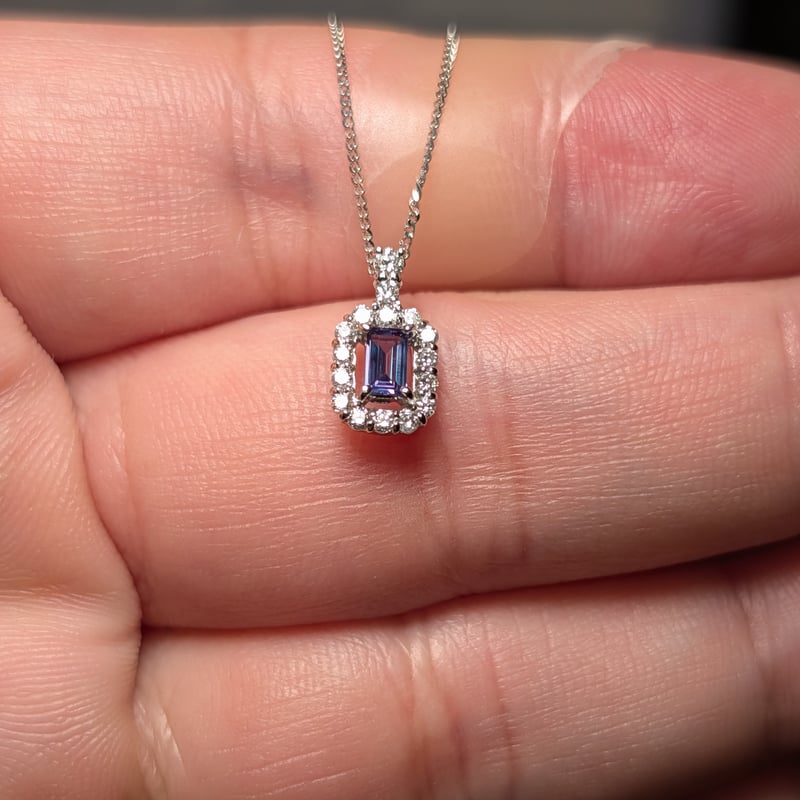 PT950/850アレキサンドライト 0.15ct ダイヤモンド 0.16ct ペンダント