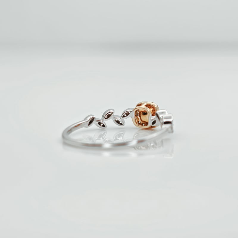 K18WG/YG イエローダイヤモンド0.19ct ダイヤモンド0.12ct リング 12号 