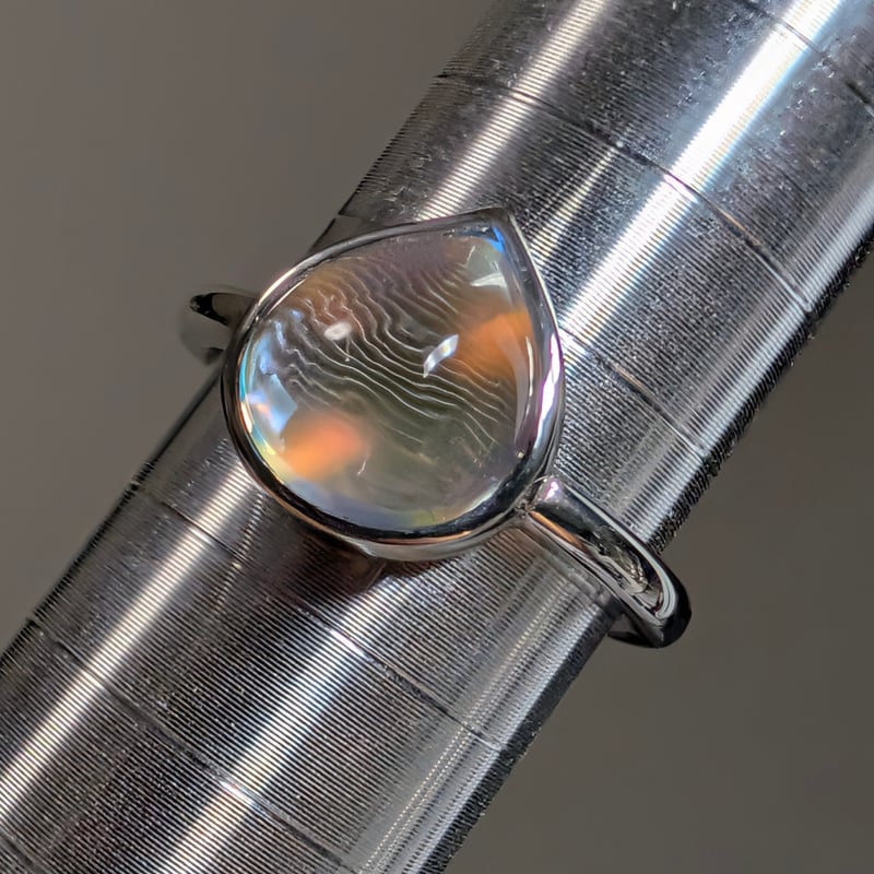 現品限り】PT900 最高品質アンデシンラブラドライト 4.37ct 鍛造リング