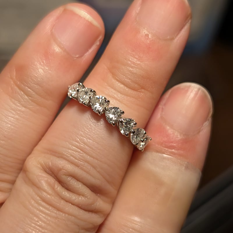 PT900ダイヤモンド 1.080ct ハートシェイプ7pcs ハーフエタニティ