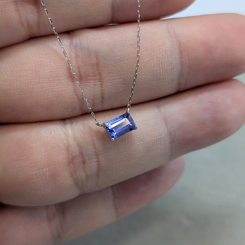 PT900/PT850 タンザナイト 0.50ct 両吊りネックレス 40cm オクタゴン 