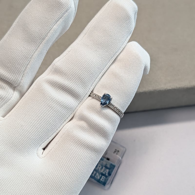 GGSJ鑑別書付】PT900 サンタマリア アクアマリン 0.38ct ダイヤモンド