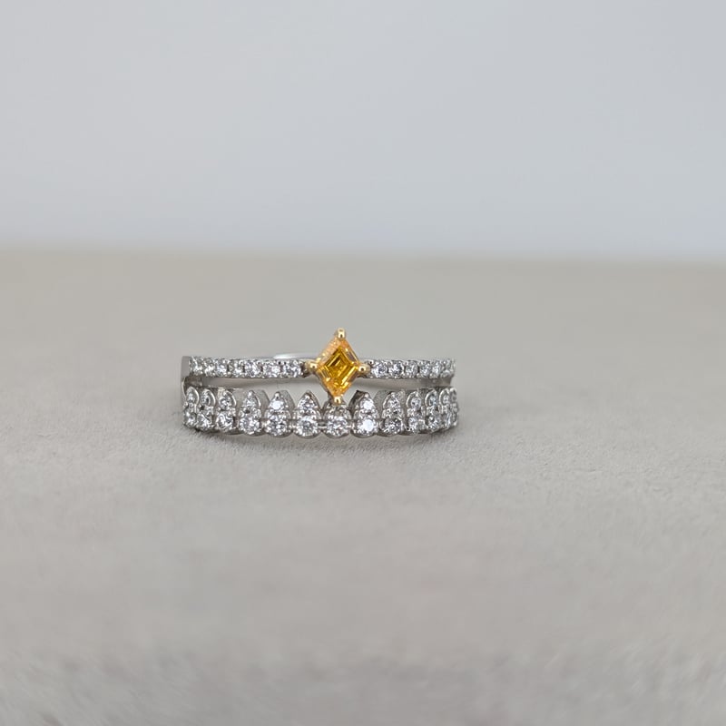 CGLソ】PT950/K18YG イエローダイヤモンド 0.121ct ダイヤモンド 0.2