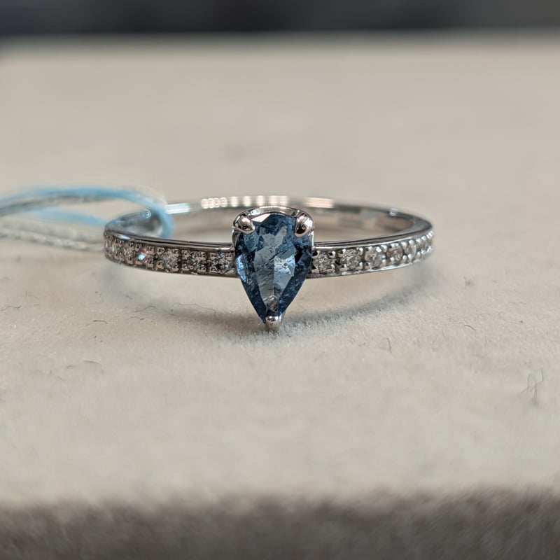 GGSJ鑑別書付】PT900 サンタマリア アクアマリン 0.38ct ダイヤモンド