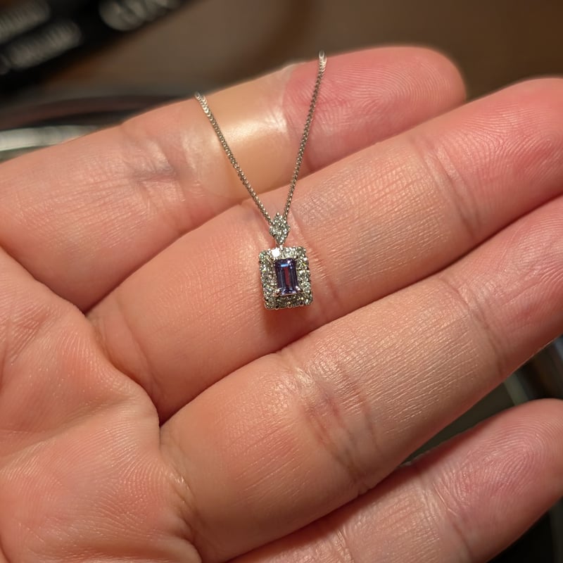 PT950/850アレキサンドライト 0.18ct ダイヤモンド 0.16ct ペンダント