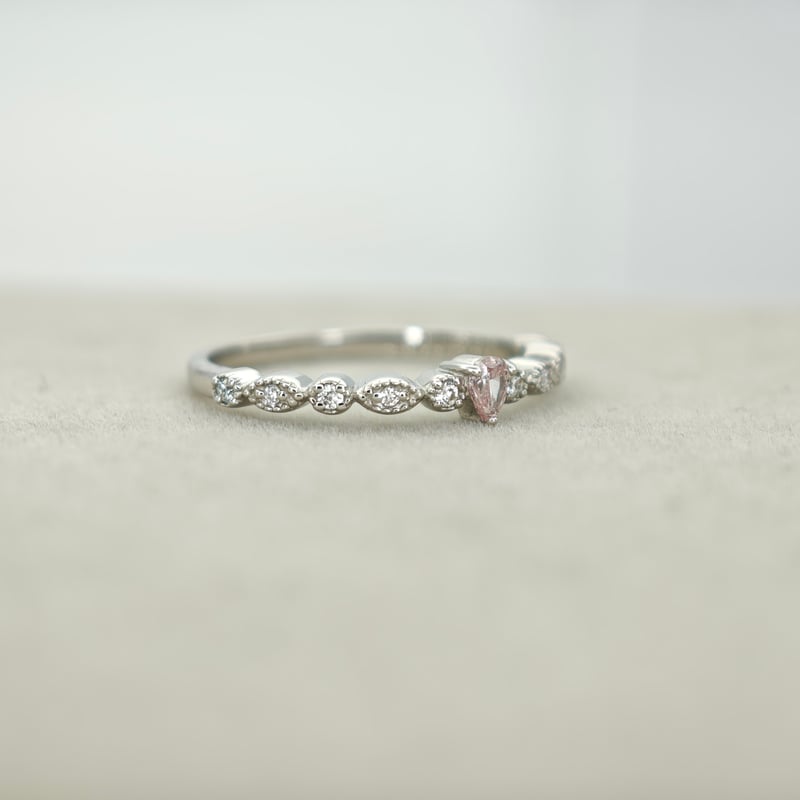 CGL鑑定書付】PT950 ピンクダイヤモンド 0.08ct ダイヤモンド 0.06ct リ