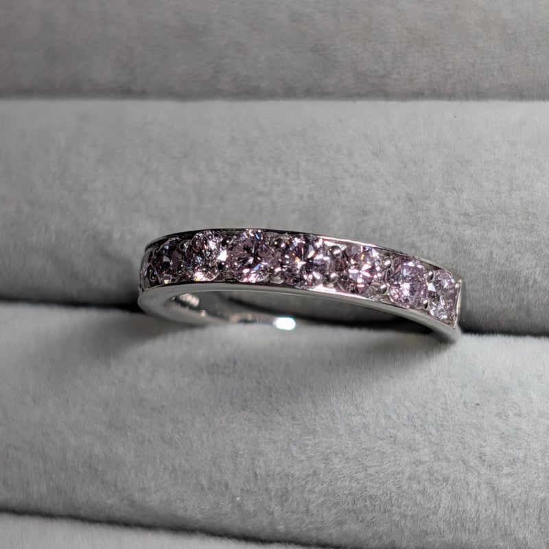 CGL鑑別書】PT900 ピンクダイヤモンド 合計1.00ct 14号 リング