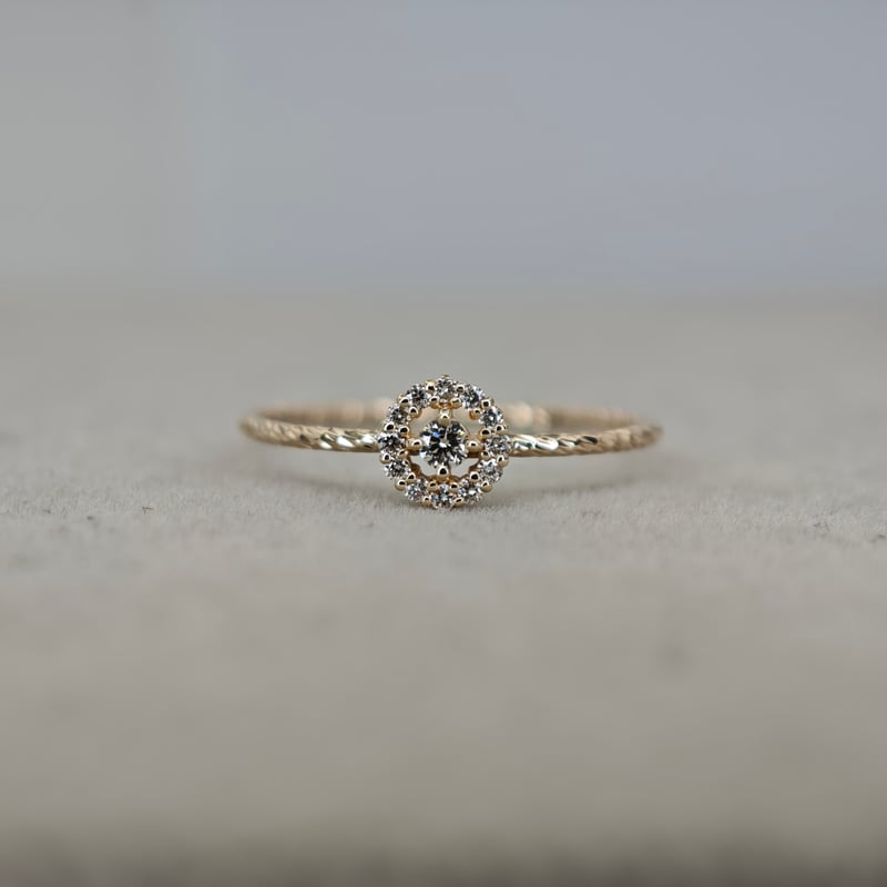 GLORY DESIGN】K10 ダイヤモンド 0.09ct カッティング リング サンプル