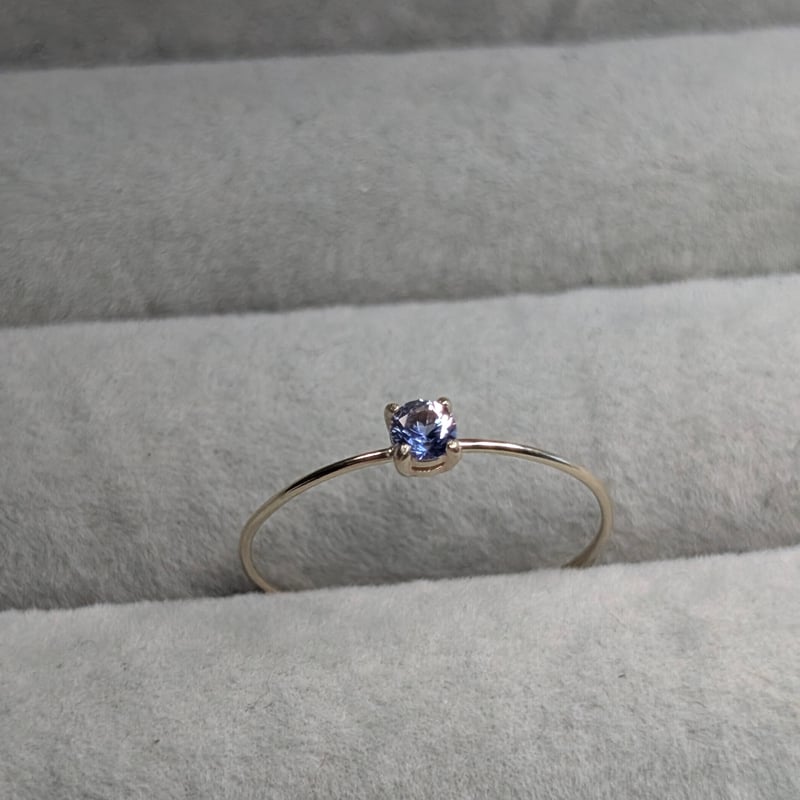 超華奢リング K10 11号 バイカラーカラーレス×ブルー サファイア