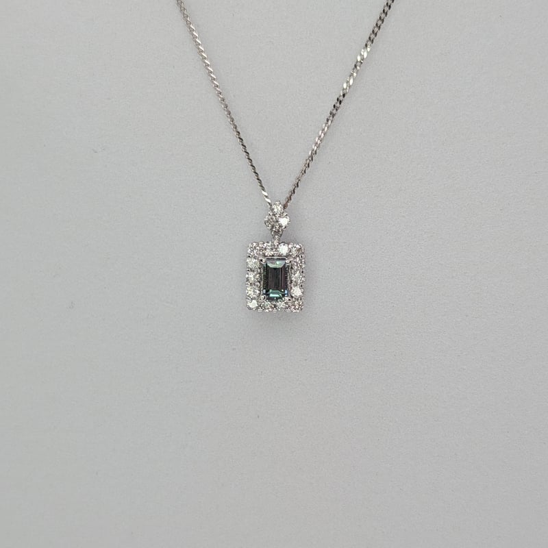 PT950/850アレキサンドライト 0.18ct ダイヤモンド 0.16ct ペンダント
