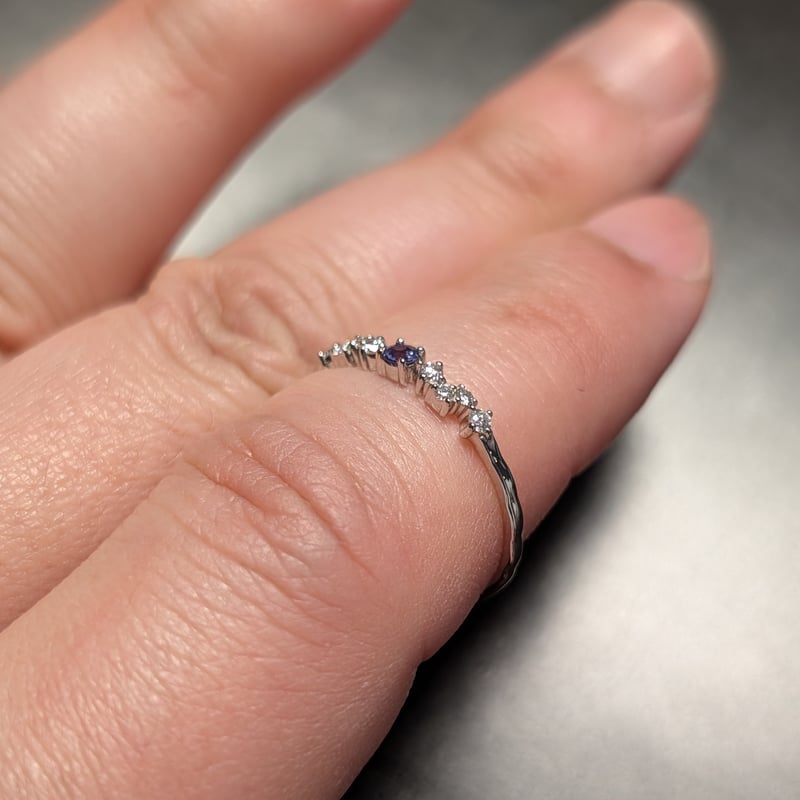 PT900 アレキサンドライト 0.07ct ダイヤモンド 0.10ct リング 13号 |