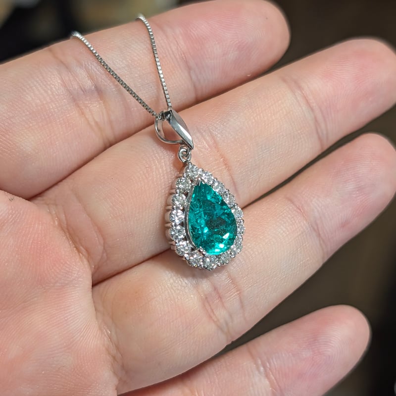 日独鑑別書】PT900/850 コロンビア産 エメラルド 2.70ct ダイヤモンド