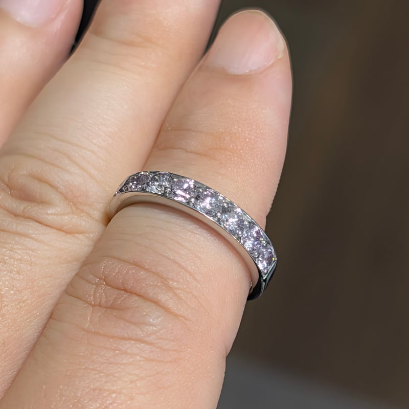 CGL鑑別書】PT900 ピンクダイヤモンド 合計1.00ct 14号 リング Used j