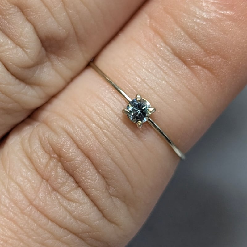 10k グリーンサファイアリング11号 超華奢リング K10 11号 ブルーグリーンサファイア 3mm ※サイズ
