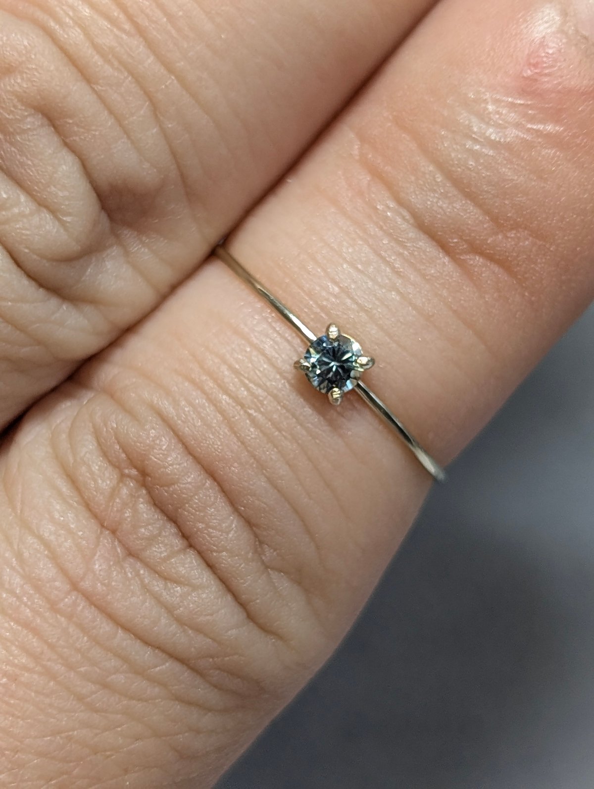 超華奢リング K10 11号 ブルーグリーンサファイア 3mm ※サイズ