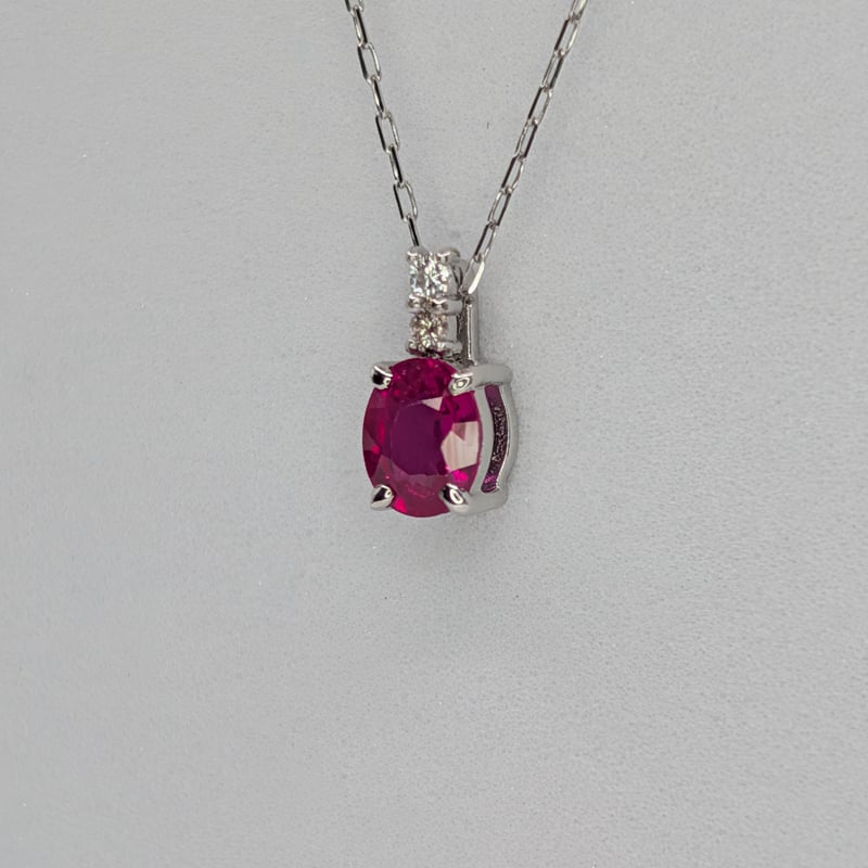 ビルマ産ルビー PT900/850 0.30ct ダイヤモンド 0.01ct 40cmチェーン