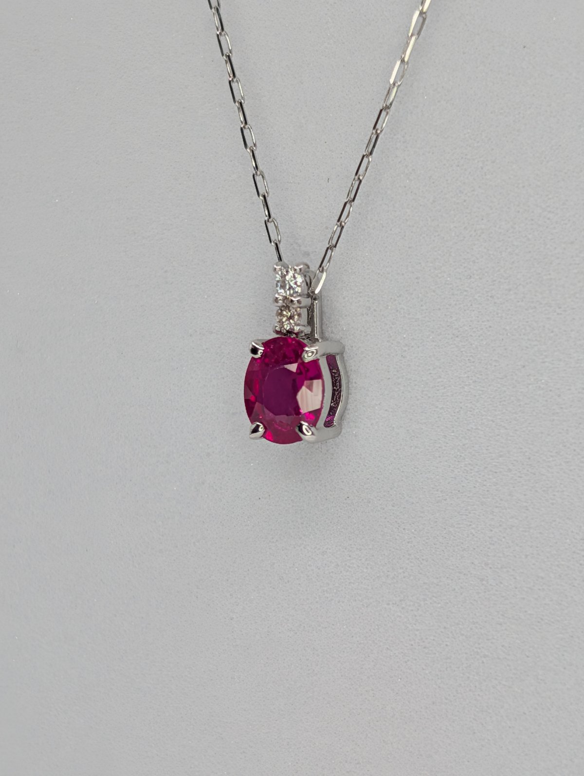 ビルマ産ルビー PT900/850 0.30ct ダイヤモンド 0.01ct 40cmチェーン