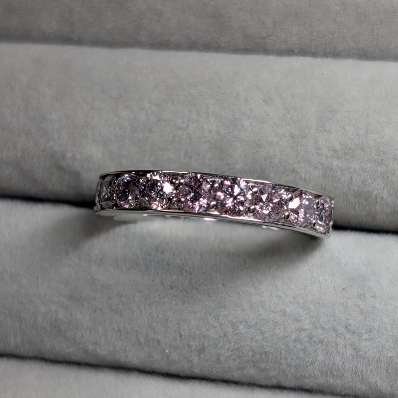 CGL鑑別書】PT900 ピンクダイヤモンド 合計1.00ct 14号 リング Used j