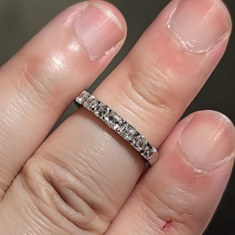 CGL鑑定書】PT900 ダイヤモンド 0.741ctアッシャーカット7pcs Dカラー V