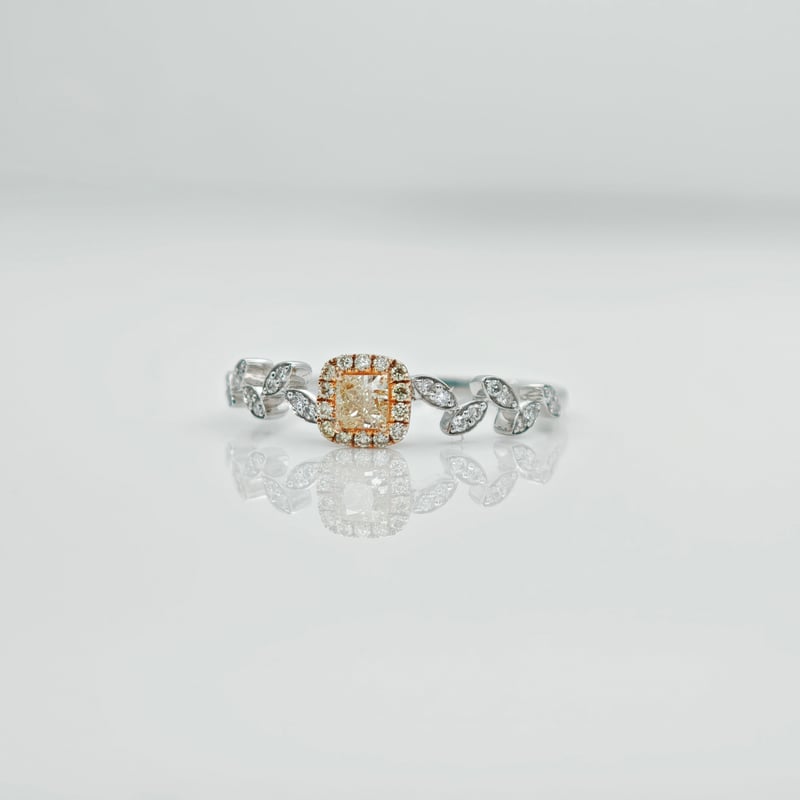 K18WG/YG イエローダイヤモンド0.19ct ダイヤモンド0.12ct リング 12号 