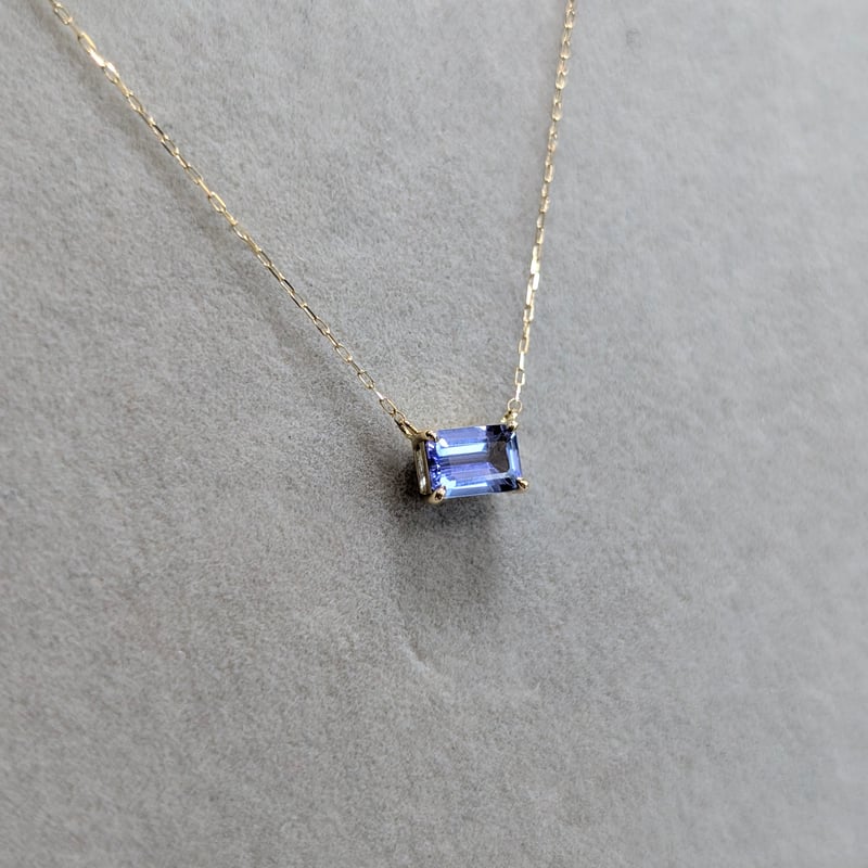 K18 タンザナイト 0.50ct 両吊りネックレス 40cm オクタゴンカット