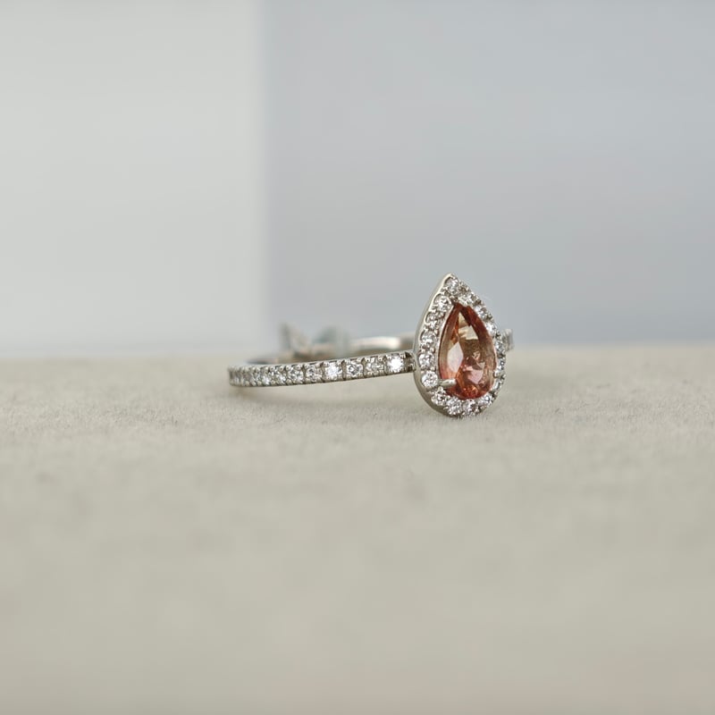 PT950 バイカラートルマリン 0.403ct ダイヤモンド 0.24ct リング 12号